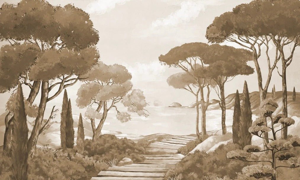 Wallpaper stroll in the calanques monochrome