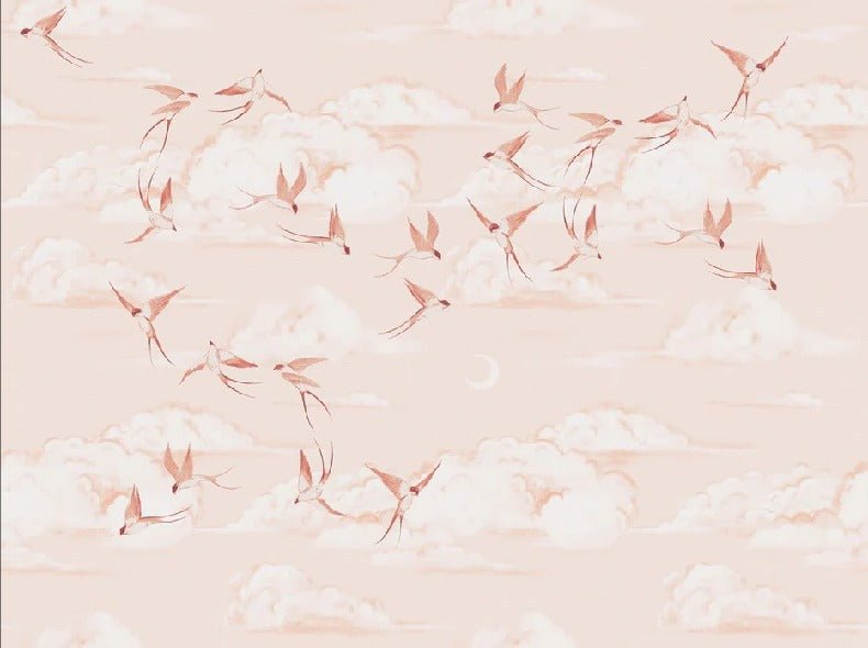 Terracotta poetic children's bedroom wallpaper