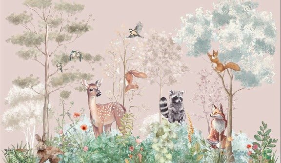 Children's bedroom wallpaper magic nature pink