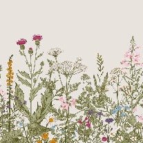 Romantic folk botanical flower wallpaper