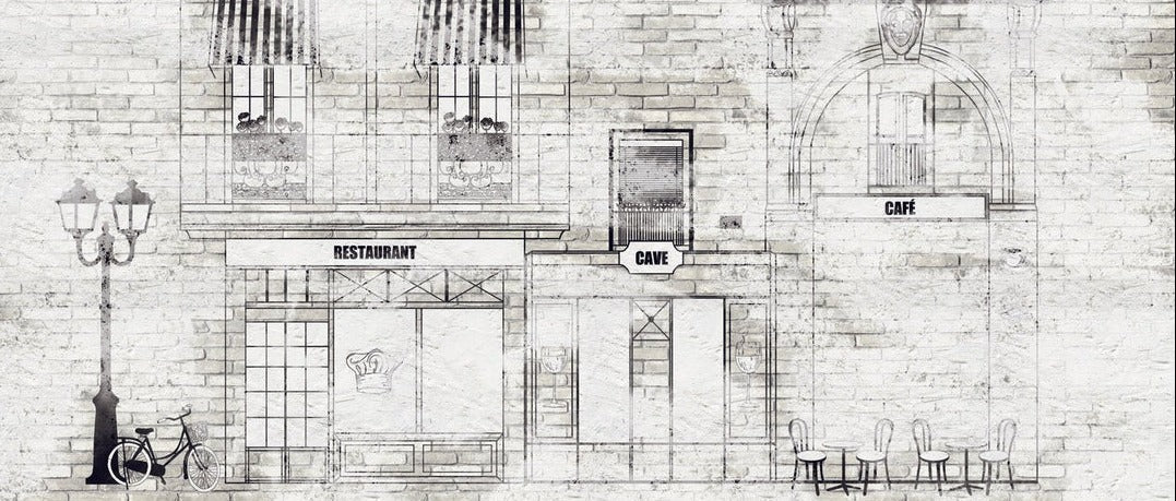 Wallpaper bistro vintage parisian facade
