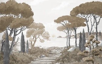 Papier peint balade dans les calanques brun, XXL, tendance