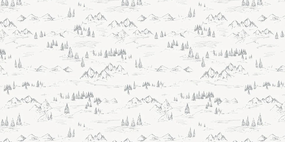 Papier peint illustration montagne et sapin, XXL, tendance