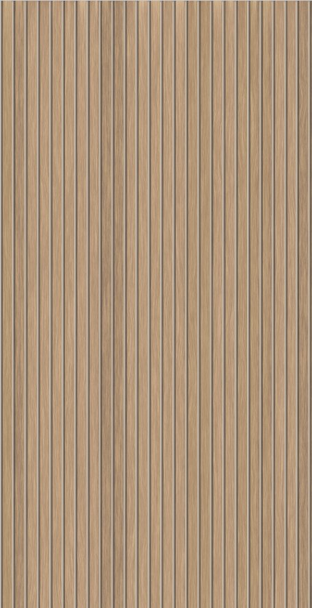 Oak wood slat wallpaper with beige background effect L104cm x H204cm