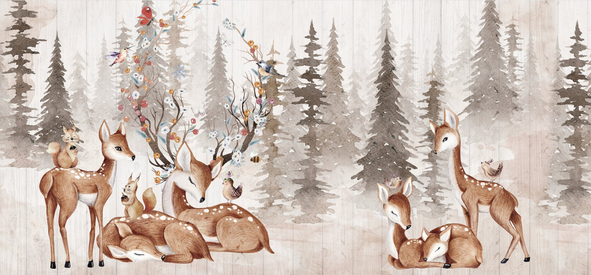 Children's bedroom wallpaper with soft deer design L348cm x H162cm