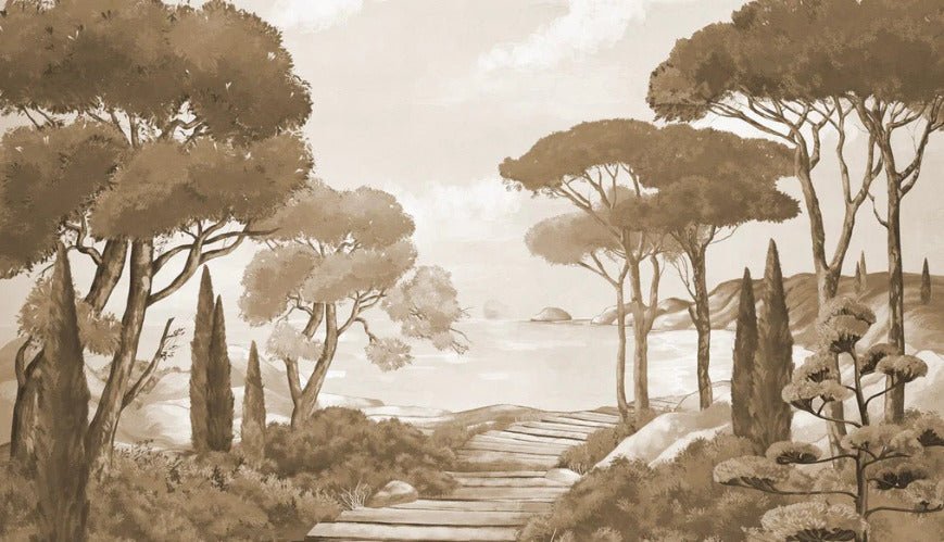 Wallpaper stroll in the calanques monochrome