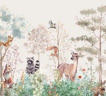 Children's bedroom wallpaper magic nature beige