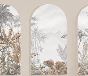 Sepia tropical arches wallpaper