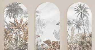 Sepia tropical arches wallpaper