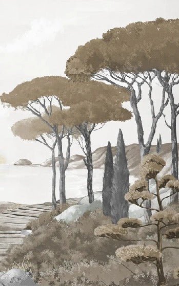 Papier peint balade dans les calanques brun, XXL, tendance