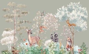 Children's bedroom wallpaper magic nature sage