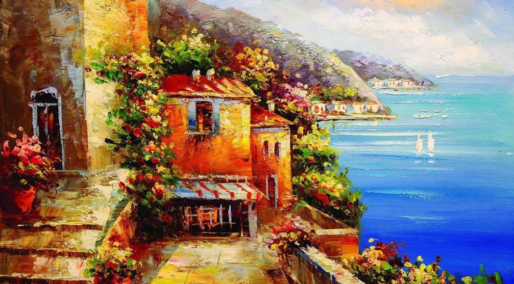 Seaside village wallpaper