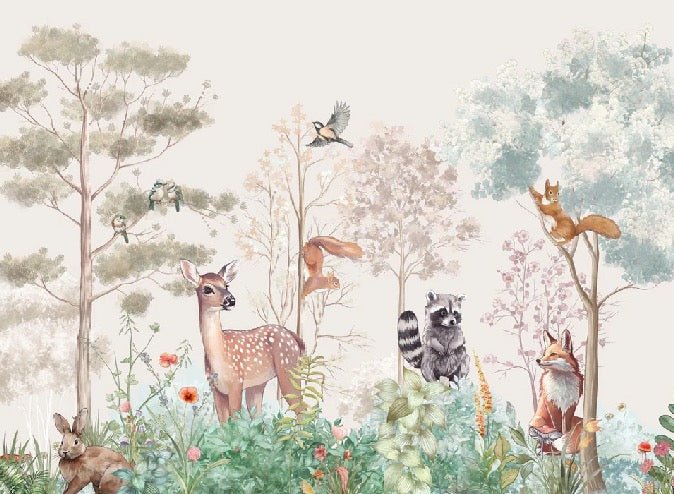 Children's bedroom wallpaper magic nature beige