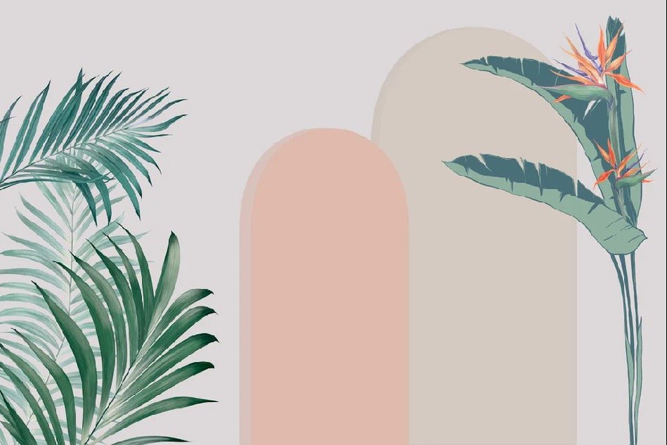 Wallpaper for bedroom with arches and plants