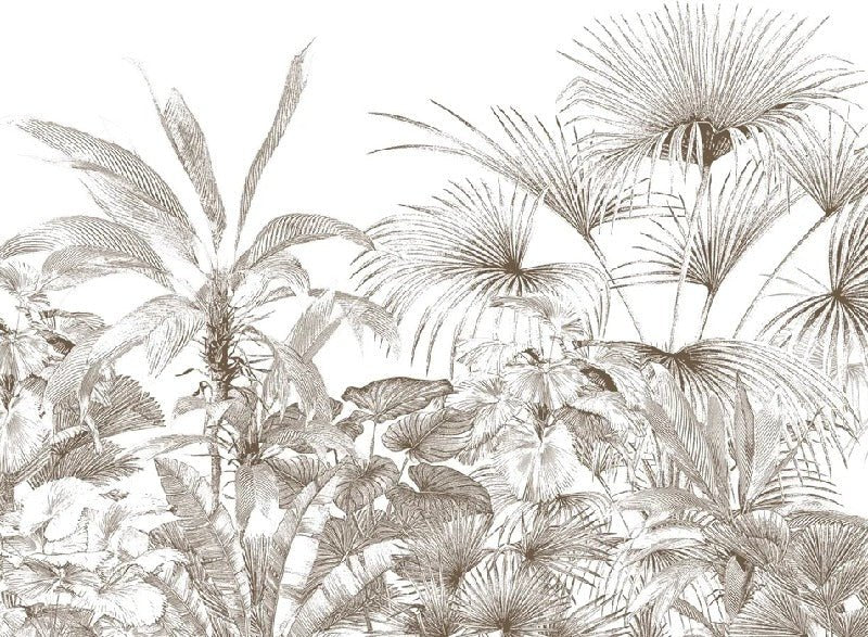 Papier peint tropical gravure monochrome, XXL, tendance