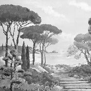 Papier peint balade dans les calanques noir et blanc, XXL, tendance