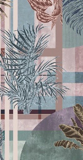 Pink geometric palms wallpaper