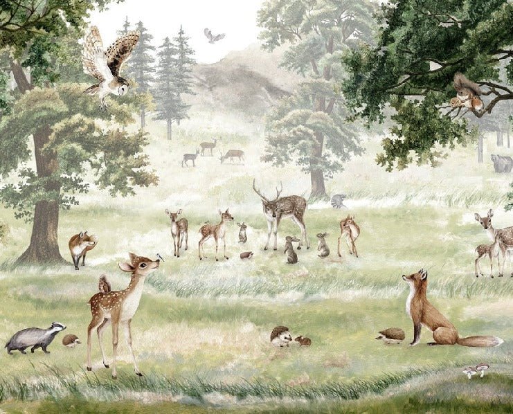 Children's wallpaper featuring animals and pets