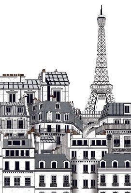 French wallpaper Parisian rooftops