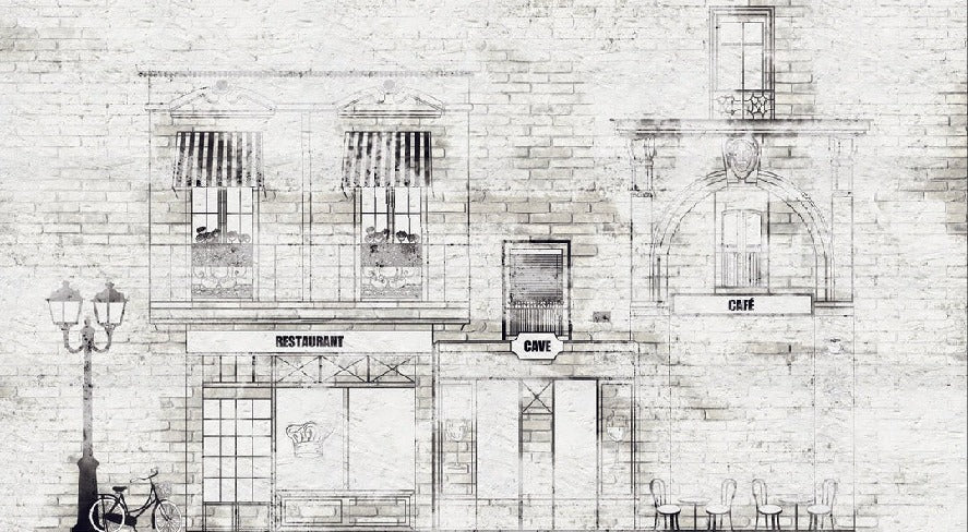 Wallpaper bistro vintage parisian facade