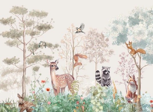 Children's bedroom wallpaper magic nature beige