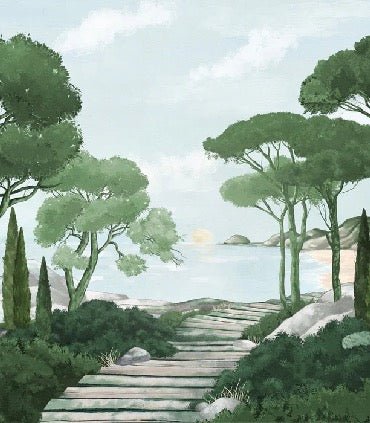 Papier peint balade dans les calanques vert, XXL, tendance