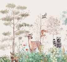 Children's bedroom wallpaper magic nature beige