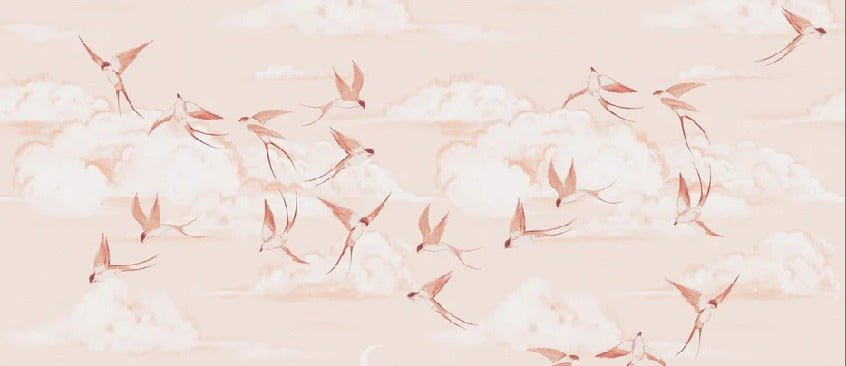 Terracotta poetic children's bedroom wallpaper