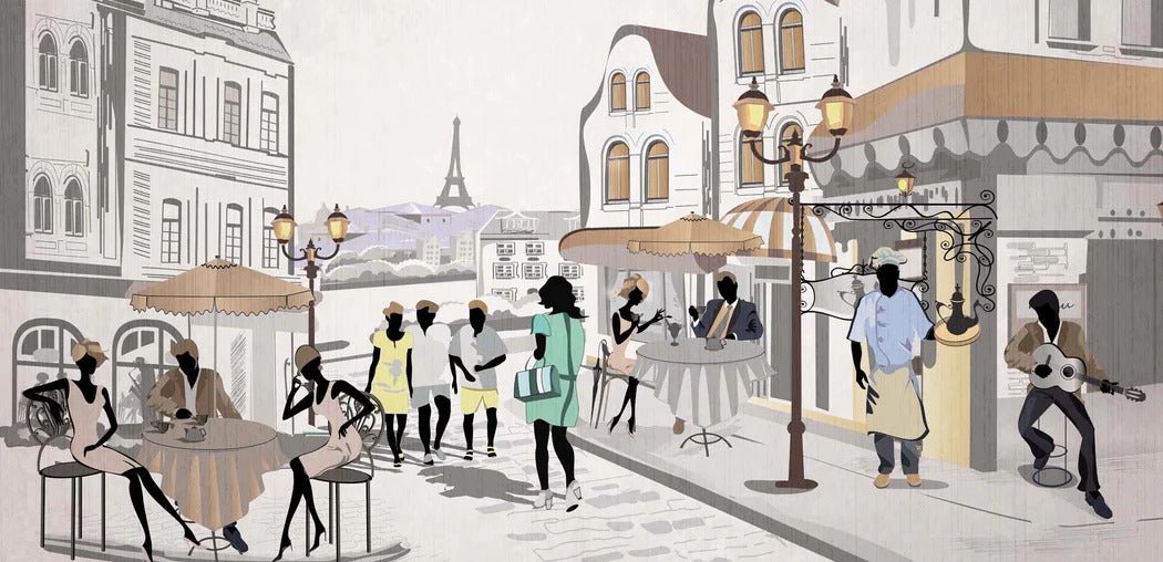 French wallpaper Paris café terrace