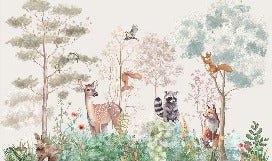 Beige magical nature children's bedroom wallpaper