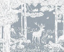 Blue woodland animals wallpaper