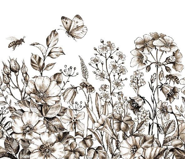 Country sepia flower wallpaper