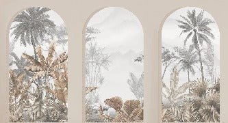 Sepia tropical arches wallpaper