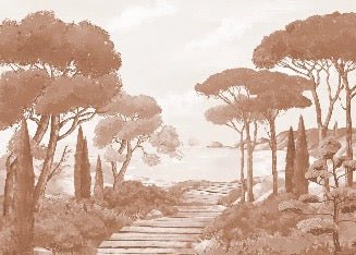 Papier peint balade dans les calanques terracotta, XXL, tendance