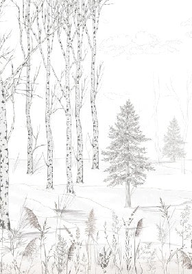 Black and white tree forest wallpaper