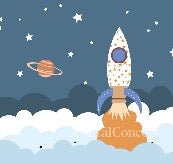 Children's bedroom wallpaper rocket universe space