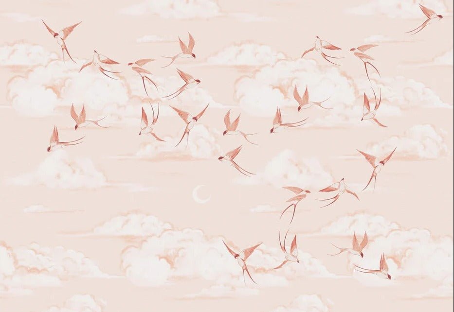 Terracotta poetic children's bedroom wallpaper