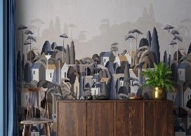 Exotic village houses wallpaper