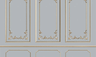 Parisian-style gold molding trompe l'oeil wallpaper