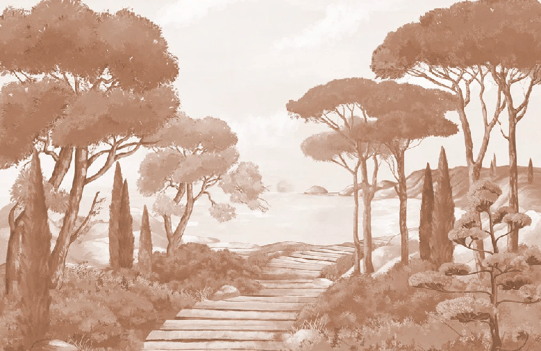 Terracotta coastal cliff wallpaper