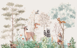 Beige magical nature children's bedroom wallpaper