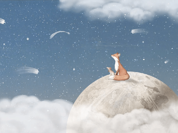 Soothing blue night baby wallpaper