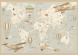 Children's wallpaper world map aviator