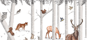 Enchanted wood wallpaper and its animals