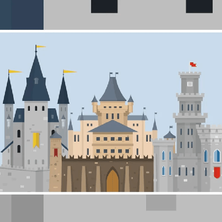 Children's wallpaper featuring a prince and knight castle