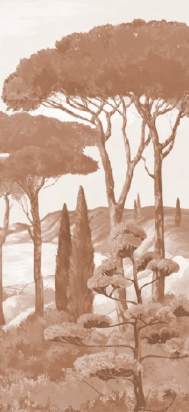 Terracotta coastal wallpaper