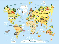 Children's bedroom wallpaper with world map