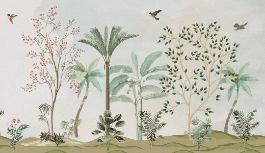 Chinoiserie jungle wallpaper