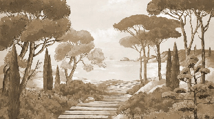 Papier peint balade dans les calanques monochrome - Muralconcept