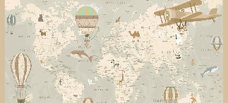 Children's wallpaper world map aviator